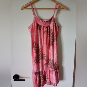 Pink/Coral Tropical Print Nightgown With Adjustable Straps Size Large 10/12
